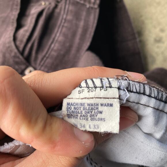 VINTAGE BROWN LEVIS WHITE TAB CORDUROY PANTS 70S MEASURE 33X30 - Picture 3 of 8